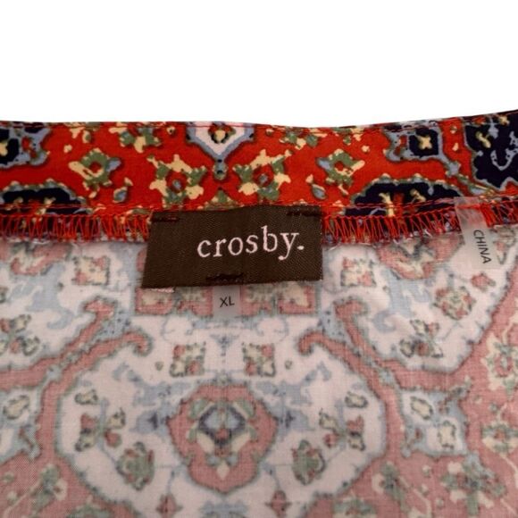 Crosby. Orange and blue boho vneck tunic style top size xlarge - Picture 4 of 5